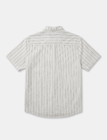 Mr Simple Rustler Textured Short Sleeve Shirt - Vintage White Multi Stripe - view 3