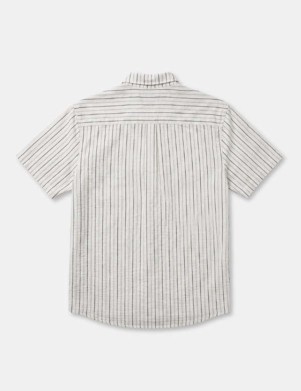 Mr Simple Rustler Textured Short Sleeve Shirt - Vintage White Multi Stripe - view 3