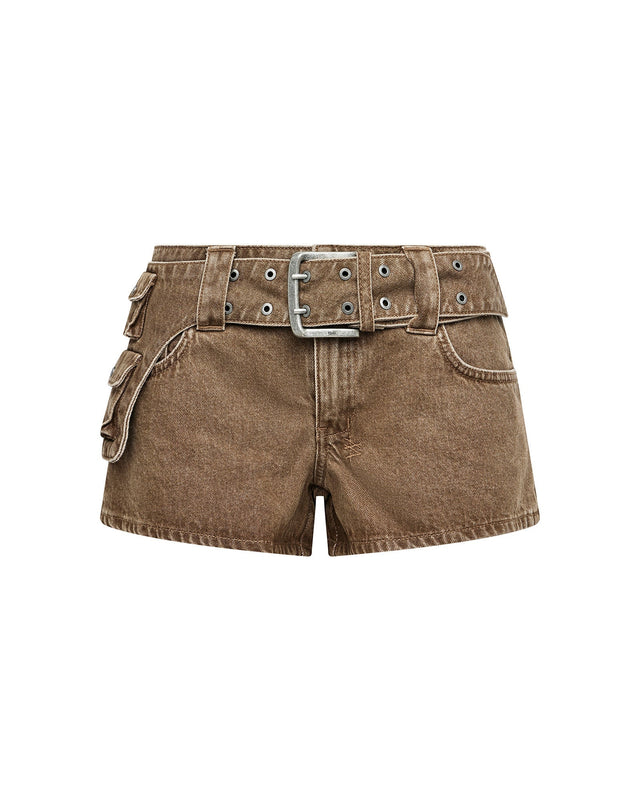 KSUBI - Micro Short Belted Rider Brown-Shorts-Ksubi-XS-UPTOWN LOCAL