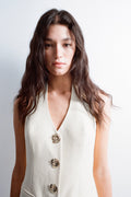 The Wolf Gang - Irida Vest Dress - Ivory-DRESSES-The Wolf Gang-XS-UPTOWN LOCAL