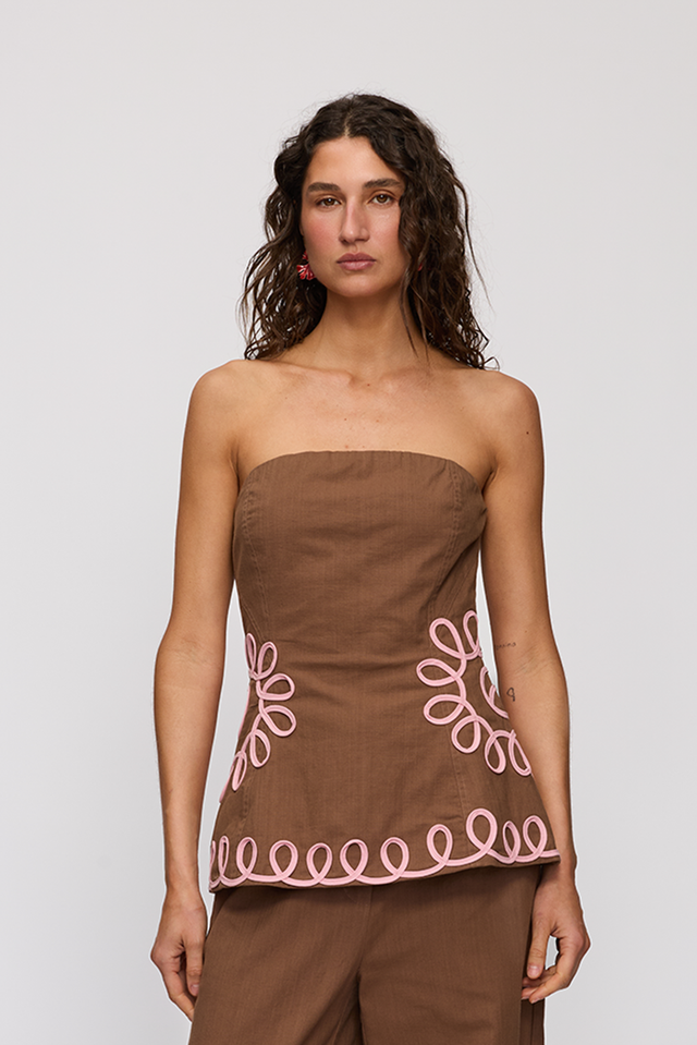 The Wolf Gang - Estela Bustier - Chocolate-Tops-The Wolf Gang-XS-UPTOWN LOCAL