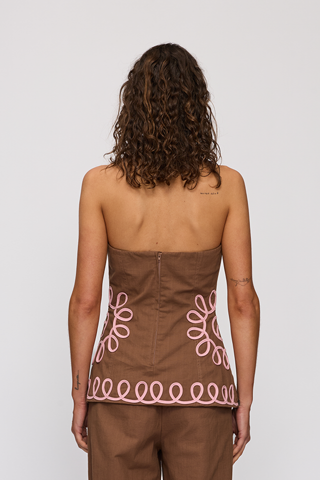 The Wolf Gang - Estela Bustier - Chocolate-Tops-The Wolf Gang-XS-UPTOWN LOCAL