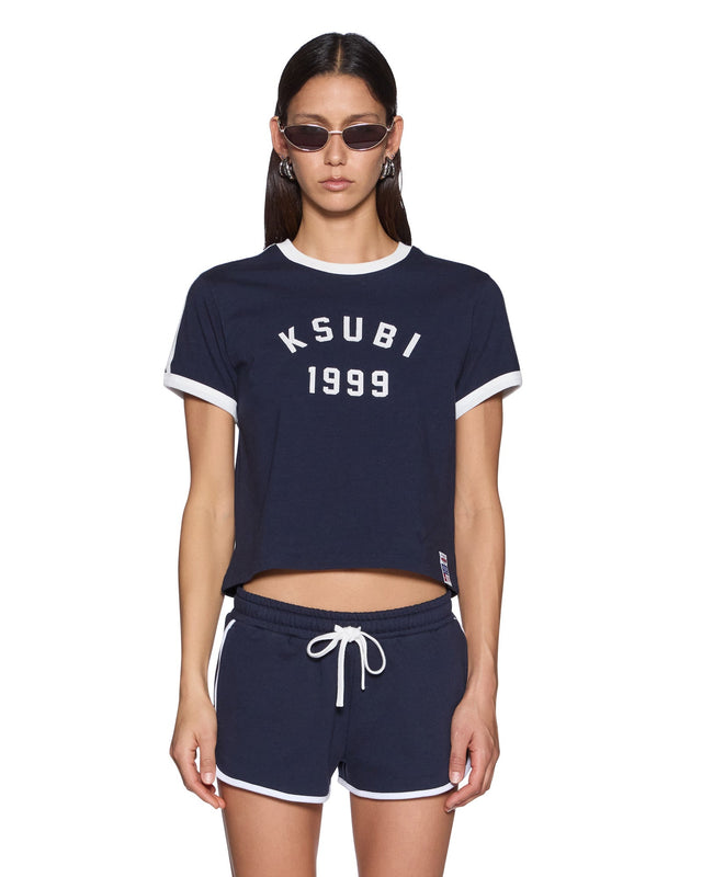 KSUBI - Varsity Shrunken SS Tee Navy-T-Shirts-Ksubi-XS-UPTOWN LOCAL