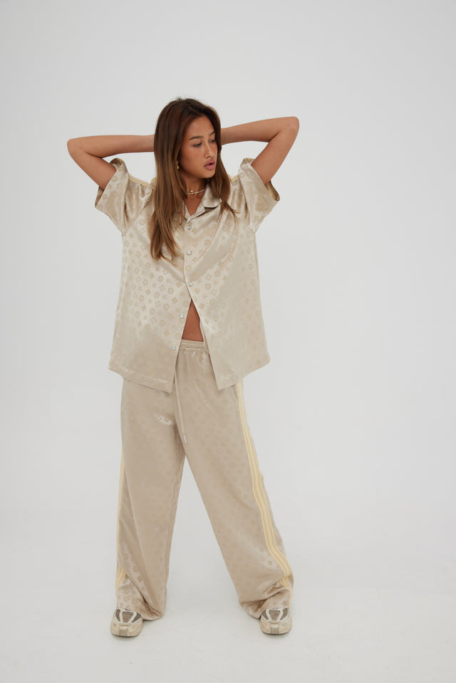 SOMETHING VERY SPECIAL - Jaquard Satin Vacay Pant - Sand-Pants-Something Very Special-XS-UPTOWN LOCAL