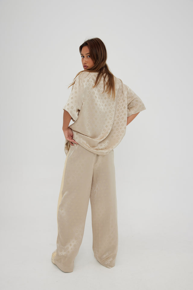 SOMETHING VERY SPECIAL - Jaquard Satin Vacay Pant - Sand-Pants-Something Very Special-XS-UPTOWN LOCAL