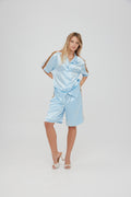 SOMETHING VERY SPECIAL - Resort Shirt -Dusty Blue Satin Strip-Shirts-Something Very Special-S-UPTOWN LOCAL