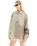 THE TALES - Embellished Stripe Patchwork Shirt - Multi – front view