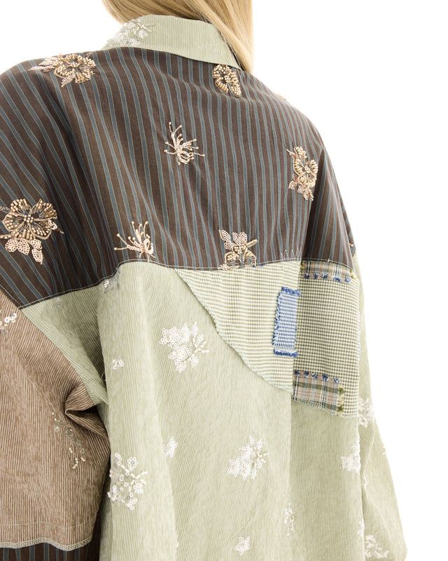 THE TALES - Embellished Stripe Patchwork Shirt - Multi – view 4