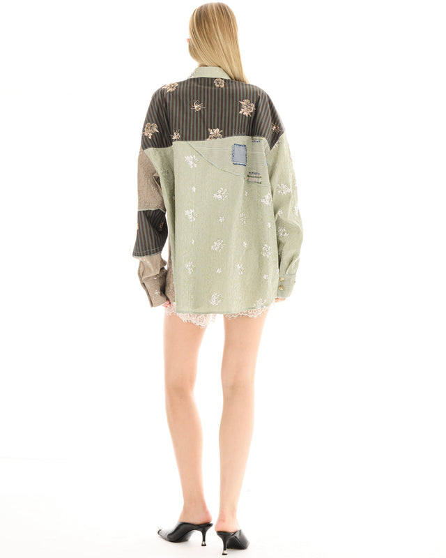 THE TALES - Embellished Stripe Patchwork Shirt - Multi – view 2