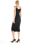 THE TALES - Grecian Tie Side Jacquard Dress - Black – view 2