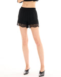 THE TALES - Lace Athena Shorts - Black – front view
