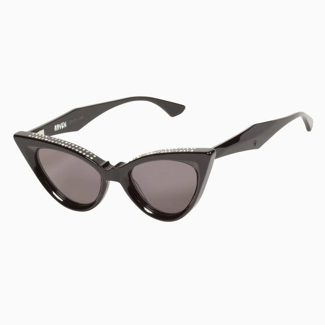 Raven Crystal - Gloss Black w. Swarovski Crystal / Black Lens-Sunglasses-Valley-UPTOWN LOCAL