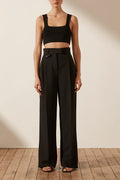 Irena High Waisted Tailored Pant - Black-Pants-Shona Joy-6-UPTOWN LOCAL