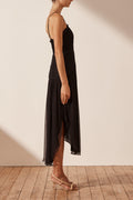 Lauren Cross Front Midi Dress - Black-DRESSES-Shona Joy-6-UPTOWN LOCAL