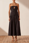 Thea Keyhole Midi Dress Black-Dresses-Shona Joy-6-UPTOWN LOCAL