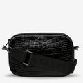 Plunder - Black Croc Emboss - Web Strap-Handbags-Status Anxiety-UPTOWN LOCAL