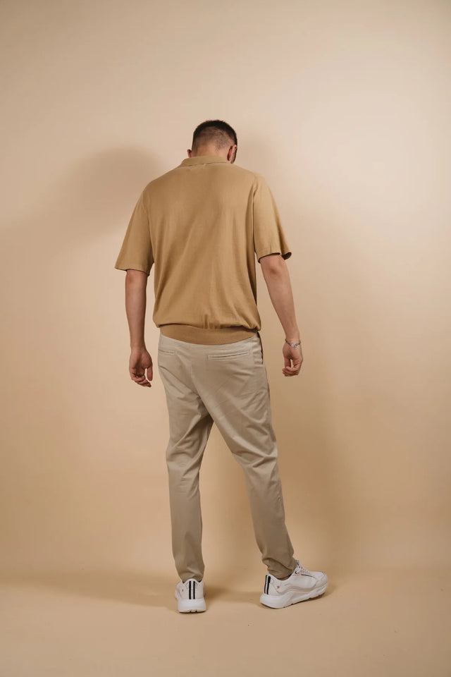 Stark Knit Polo - Beige-Shirts & Tops-Kore Studios-S-UPTOWN LOCAL