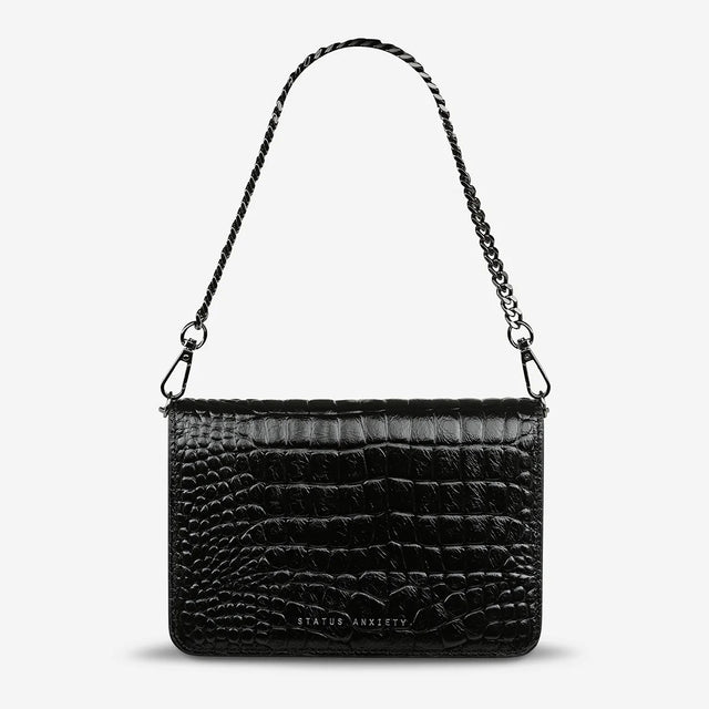 She Burns - Black Croc Emboss-Handbags-Status Anxiety-UPTOWN LOCAL