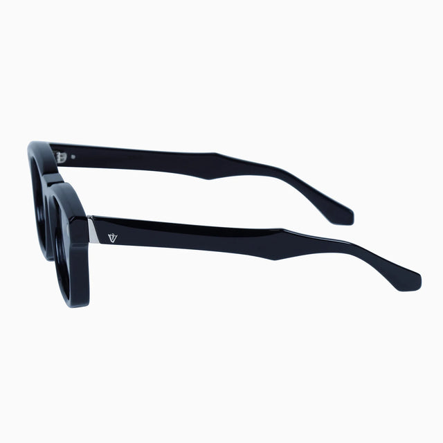 Solomon - Gloss Black w. Silver Metal Trim / Polarised Black Lens-Sunglasses-Valley-UPTOWN LOCAL