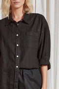 Womens Hampton L/S Linen Shirt - Black-Shirts & Tops-The Academy Brand-XS-UPTOWN LOCAL