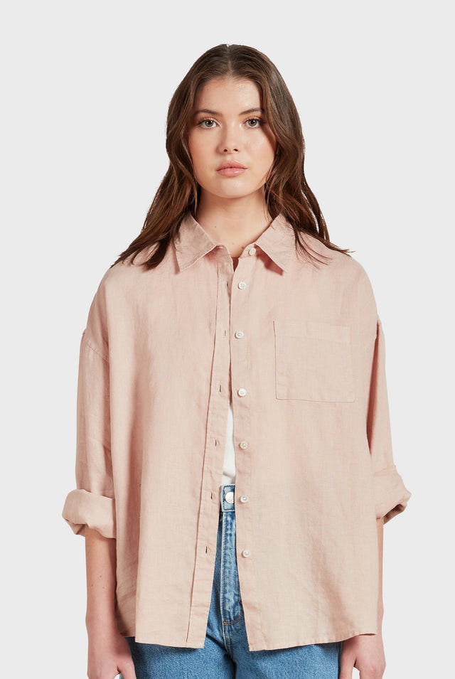 Womens Hampton Linen Shirt - Shell-Shirts & Tops-Academy Brand Womens-XS-UPTOWN LOCAL