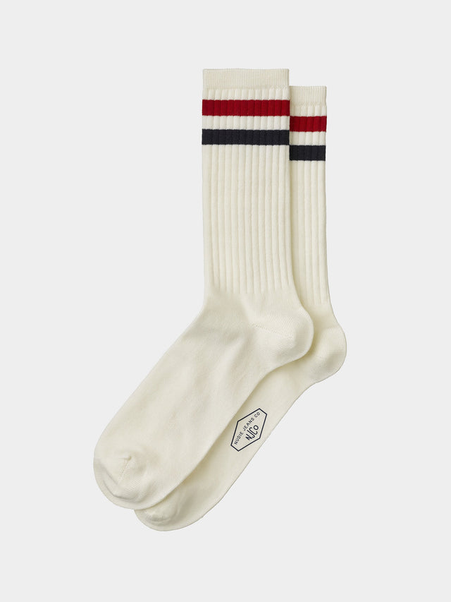 Amundsson Sport Sock - Off White/Navy/Red-Socks-Nudie Jeans-UPTOWN LOCAL