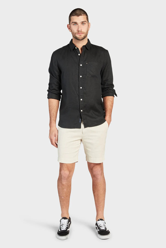 Hampton Linen Shirt Black-Shirts-Academy Brand-S-UPTOWN LOCAL