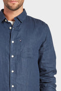 Hampton Linen Shirt Navy-Shirts-Academy Brand-S-UPTOWN LOCAL