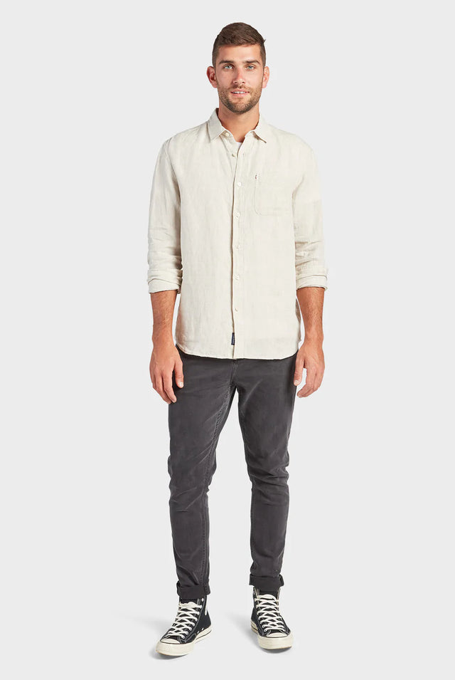 Hampton Linen Shirt Oatmeal-Shirts-Academy Brand-S-UPTOWN LOCAL