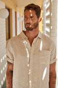 Hampton S/S Linen Shirt - Oatmeal-Shirts-Academy Brand-S-UPTOWN LOCAL