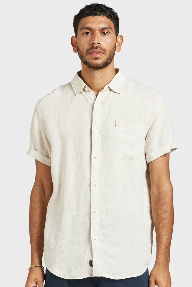 Hampton S/S Linen Shirt - Oatmeal-Shirts-Academy Brand-S-UPTOWN LOCAL