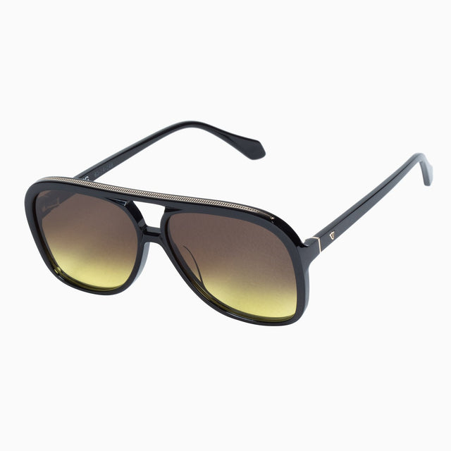Bang - Gloss Black w. Gold Metal Trim / Brown to Yellow Gradient Lens-Sunglasses-Valley-UPTOWN LOCAL