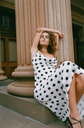 Milena Silk Dress Black Spot-Dresses-Hansen and Gretel-UPTOWN LOCAL