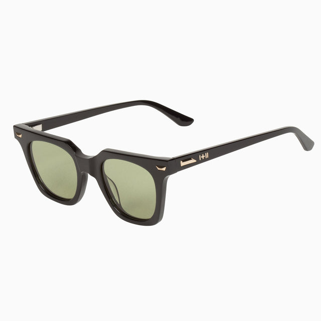 Dylan Kain - Gloss Black w. 24k. Gold Metal Trim / Olive Green Lens-Sunglasses-Valley-UPTOWN LOCAL