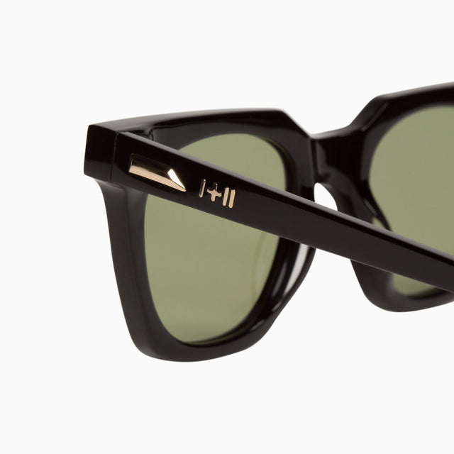 Dylan Kain - Gloss Black w. 24k. Gold Metal Trim / Olive Green Lens-Sunglasses-Valley-UPTOWN LOCAL