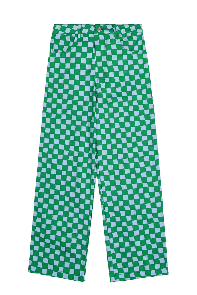 Vacation Pant Check - Blue Green-Pants-Emma Mulholland on Holiday-26-UPTOWN LOCAL