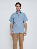 Steve McQueen SS Safari Shirt -Vintage Blue-Shirts & Tops-Mr. Simple-S-UPTOWN LOCAL