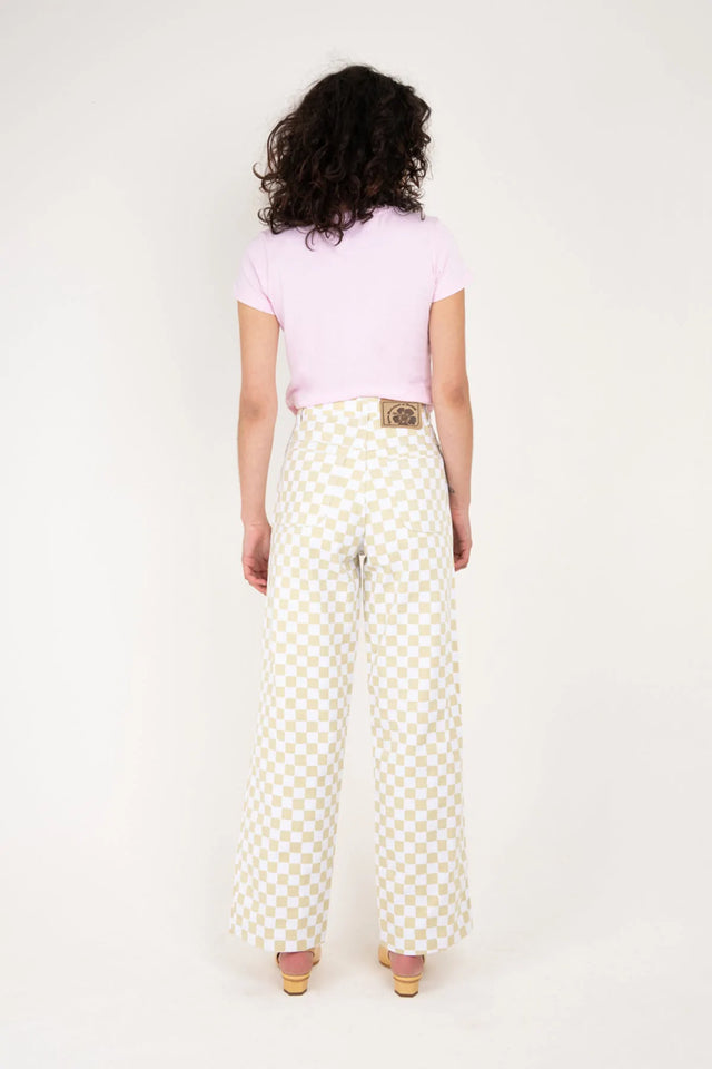 Vacation Pant Check - Cream-Pants-Emma Mulholland on Holiday-UPTOWN LOCAL
