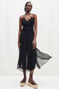 Lauren Cross Front Midi Dress - Black-DRESSES-Shona Joy-6-UPTOWN LOCAL