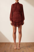 Safira Long Sleeve Mini Dress - Sangria-Dresses-Shona Joy-6-UPTOWN LOCAL