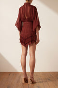Safira Long Sleeve Mini Dress - Sangria-Dresses-Shona Joy-6-UPTOWN LOCAL