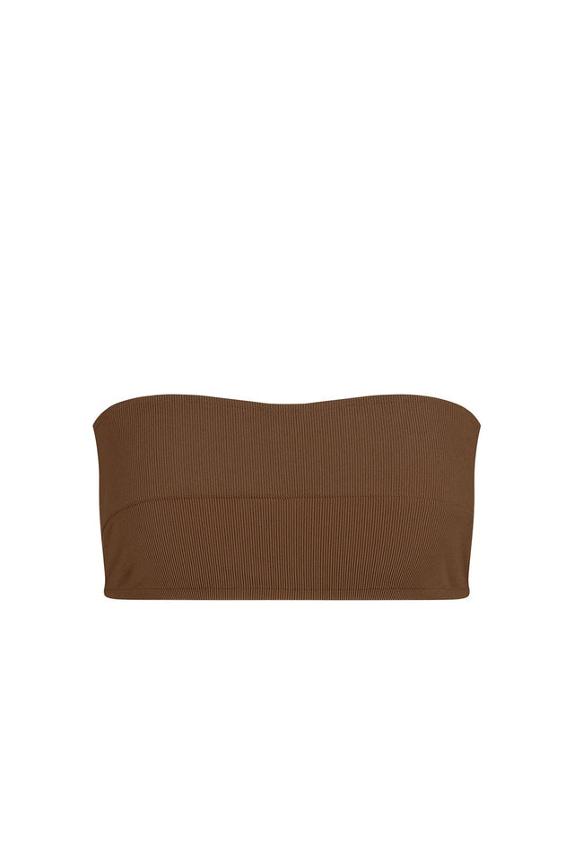 Brown Ribbed Bandeau-Swimwear-Zulu and Zephyr-6-UPTOWN LOCAL