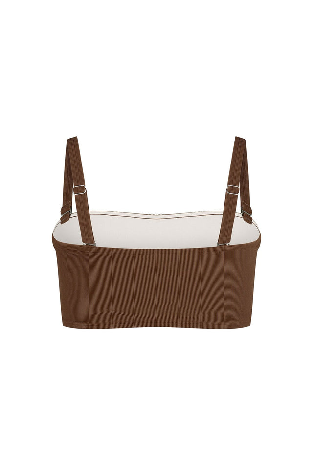 Brown Ribbed Bandeau-Swimwear-Zulu and Zephyr-6-UPTOWN LOCAL