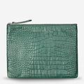 Fake It Clutch-Wallet-Status Anxiety-Teal Croc Emboss-UPTOWN LOCAL