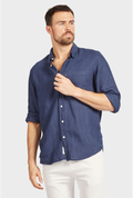 Hampton Linen Shirt Navy-Shirts-The Academy Brand-UPTOWN LOCAL